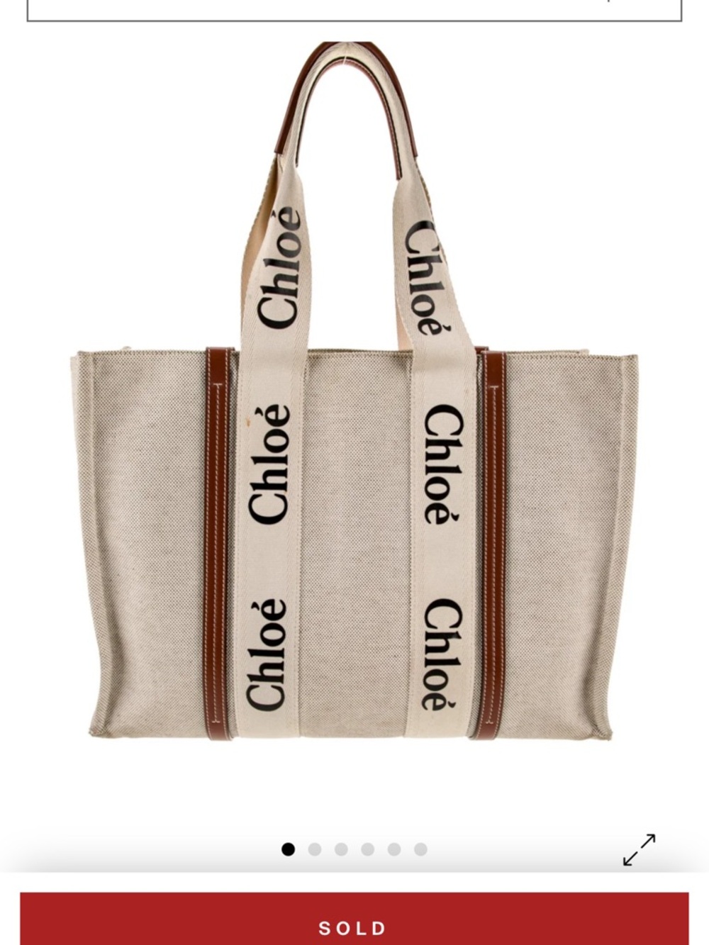 Large Chloe Canvas Tote Bag with Brown Trim - Picture 5 of 11